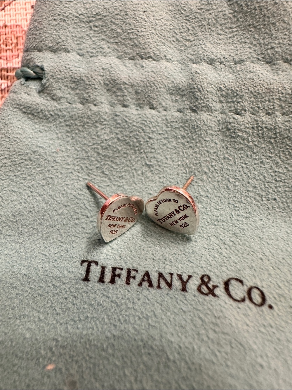 Authentic Tiffany and co. heart tag silver studs